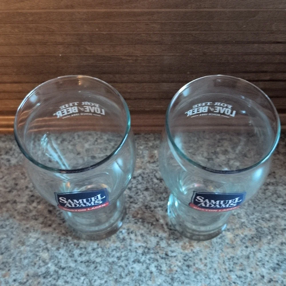Pair of Samuel Adams Boston Lager For the Love of Beer Glasses 22 oz